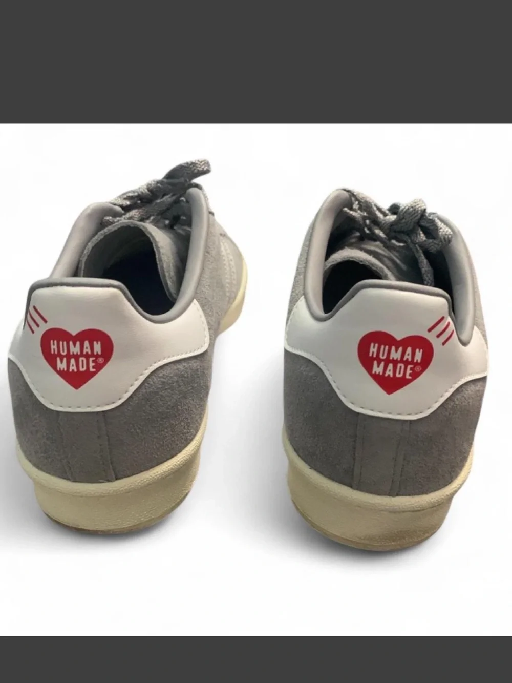 Adidas x Human Made Gray 11 Suede Low-Top Sneakers with Cream Sole